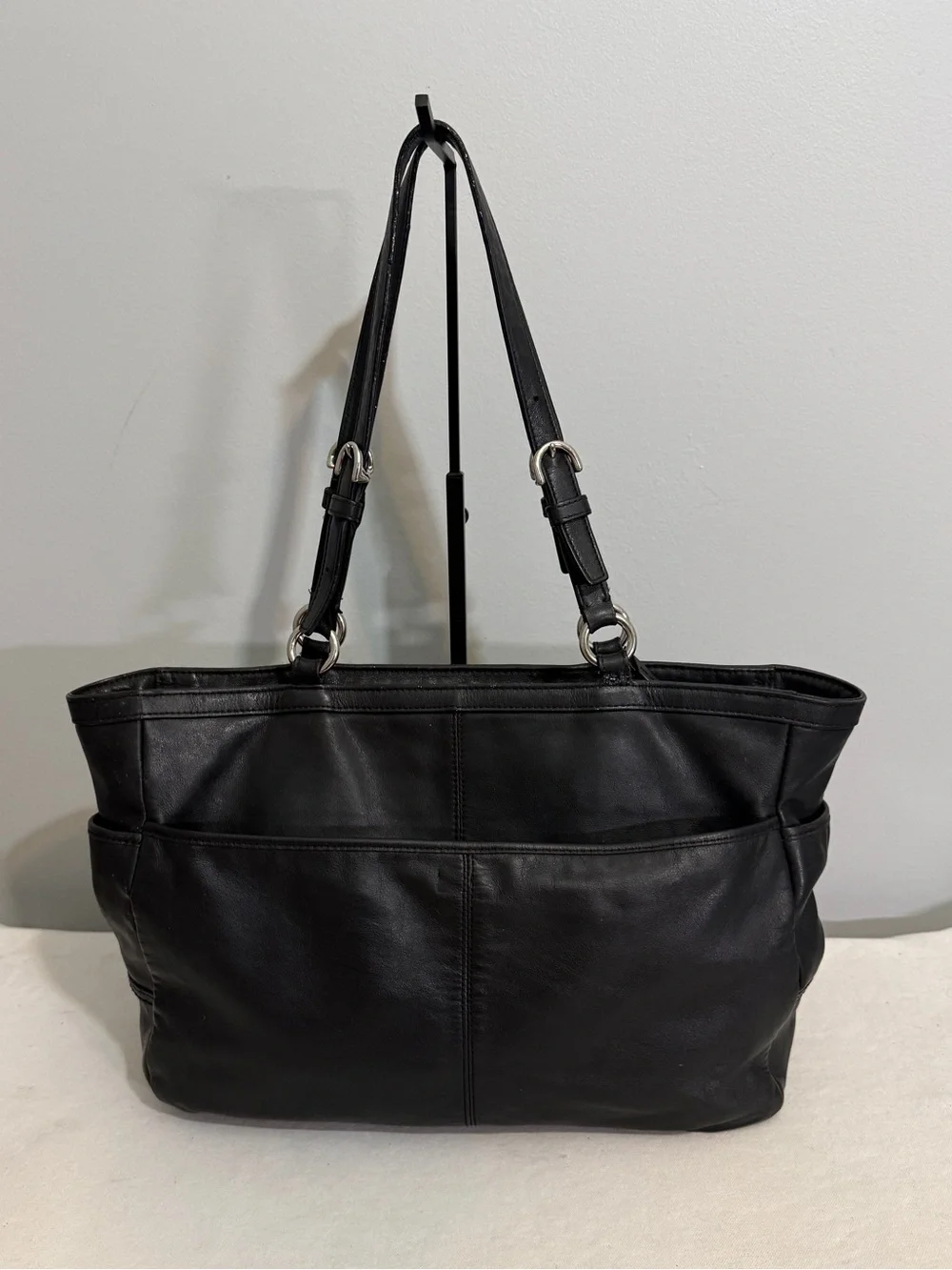 Coach Gallery East West Tote Shoulder Bag Black Leather Y2K Vintage F17722 FAIR